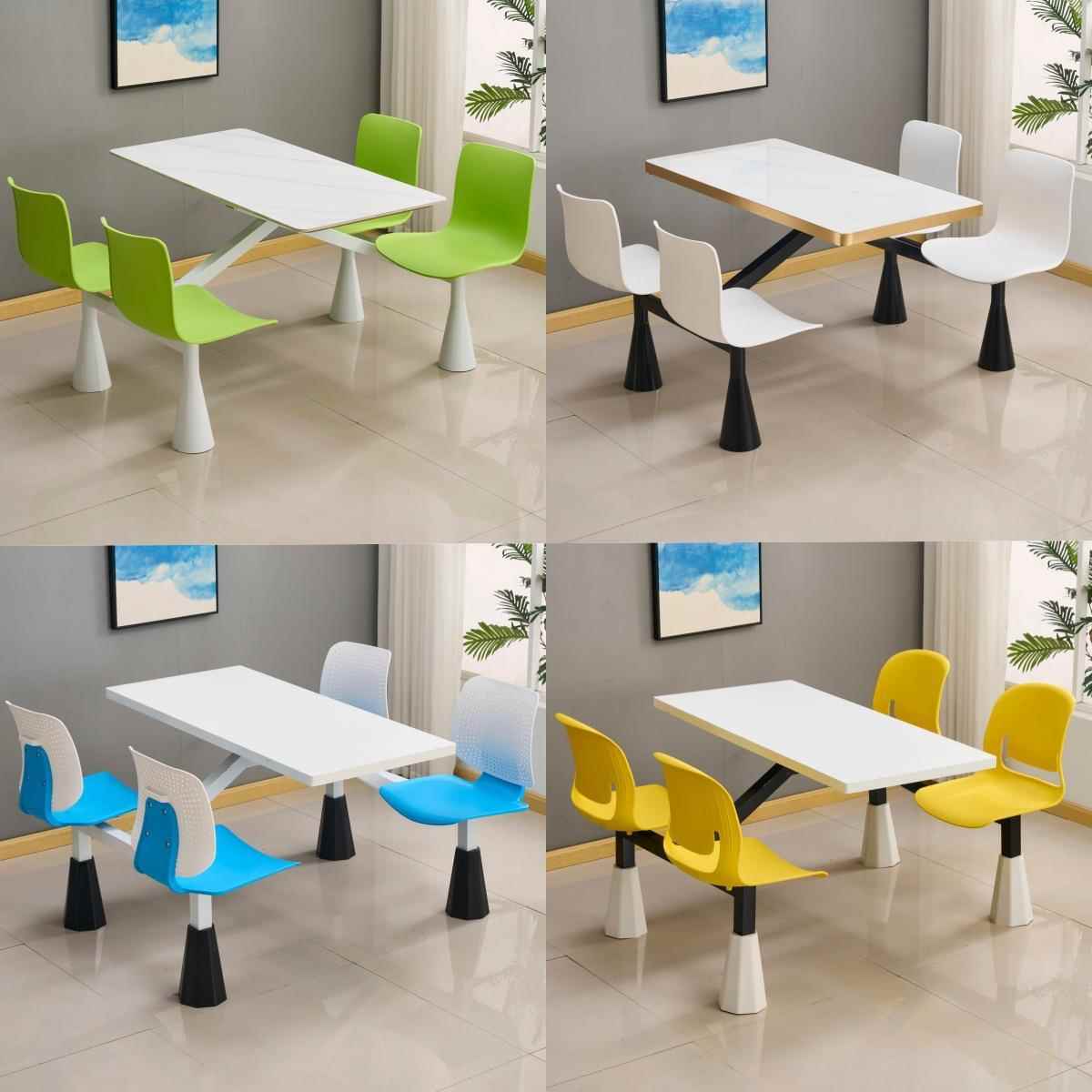 快餐桌椅连体组合学校食堂员工饭堂高速服务区餐厅四人位连体餐桌
