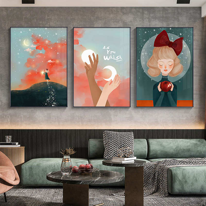 梦幻床头粉色壁画少女挂画欧风卧创意主北装饰画房间卧室女孩温馨