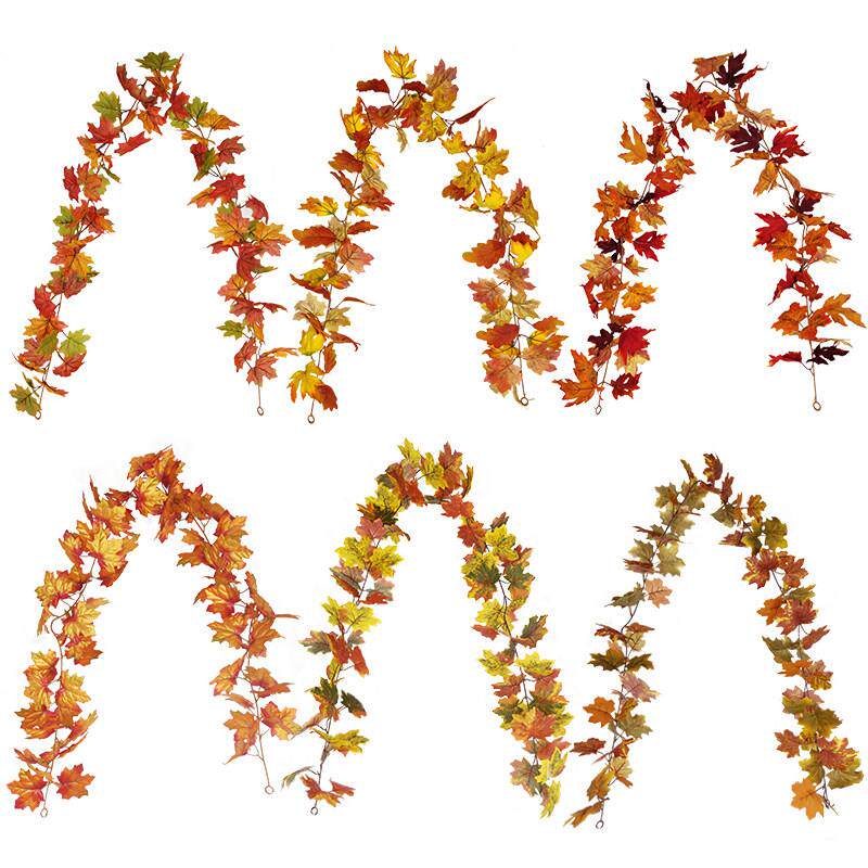 彷真 秋天红枫叶藤条 高档 装饰 花藤 橱窗装扮 假叶子万圣节花艺