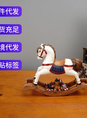 跨境圣诞木马树脂工艺品圣诞树装饰家居房间卧室欧式仿真动物摆件