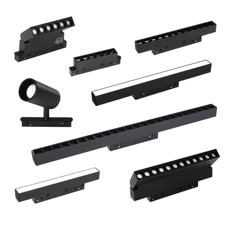 无主灯磁吸轨道灯 家装商照用48VLED无边框嵌入式折叠格栅磁吸灯