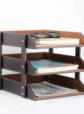 面商皮质三层文件架文件盘文MHS-SCWJ件务框/座桌资料件文具办公