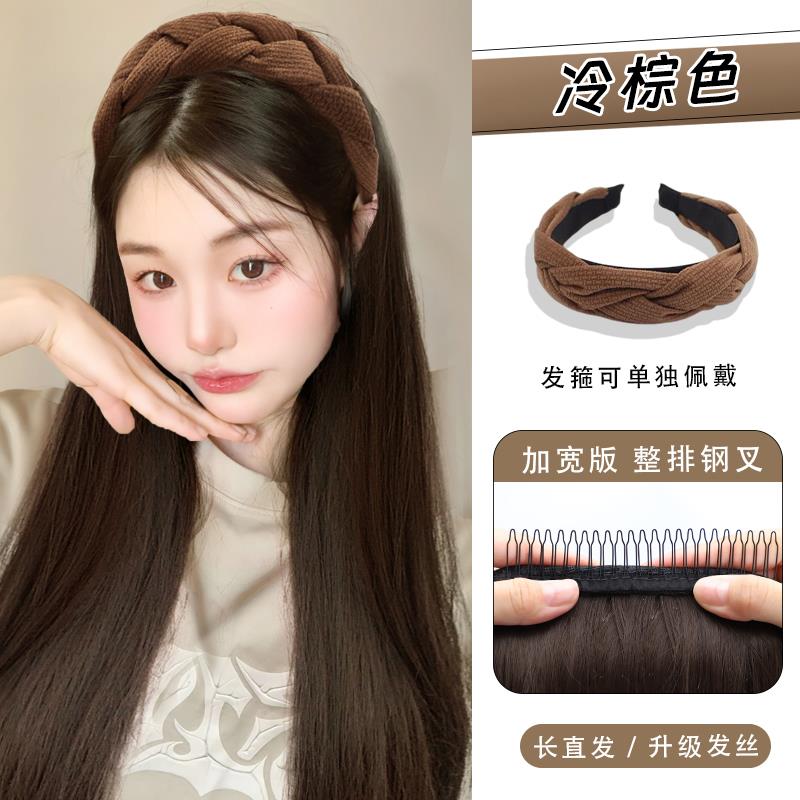 高档发箍假发女长发2024新羊款毛卷自然无痕卷仿真一发体全头套式