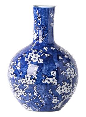 景德镇手绘冰梅花水培花匠人重工陶瓷摆件花盆仿古中式玄关
