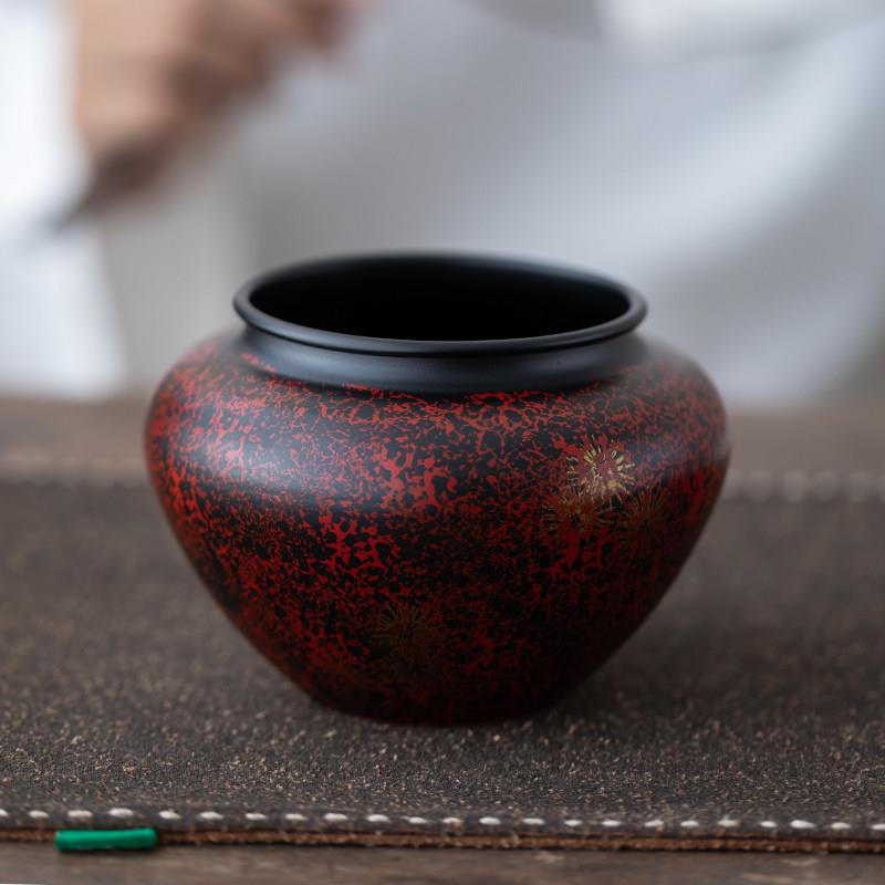 大漆老铁茶洗小号家用茶渣缸废水缸高档复古建水茶盂功夫茶具配件