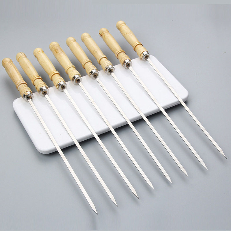 烧烤签子304不锈钢木柄串串圆签羊肉串烤串铁签子工具家用扁签,户外/登山/野营/旅行用品,烧烤叉,淘宝优惠券,粉丝福利购,淘宝优惠卷