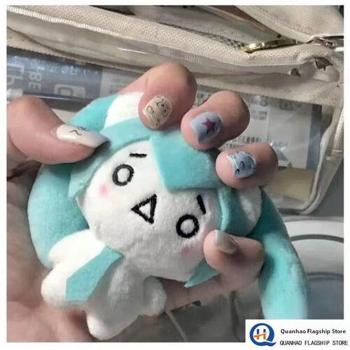 新款可爱卡通初音未来×颜文字联名挂件fufu毛绒玩偶公仔9cm