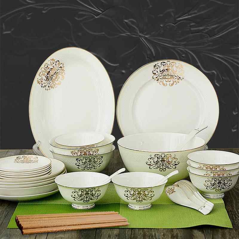 骨瓷餐具碗碟套装家用盘子碗风华正茂碗盘加LOGO