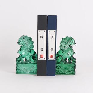 新中式 饰品陈设 样板房间客厅书房书档摆件对狮书靠书立书桌软装