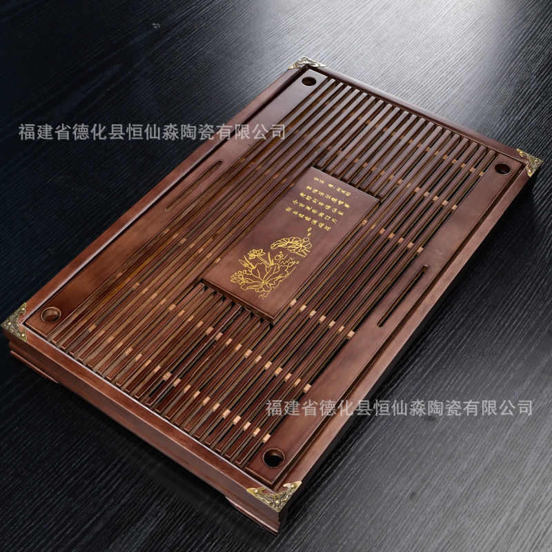 功夫茶盘接水盘家用柯木小号抽屉式木制茶具托盘排水储水实木茶台