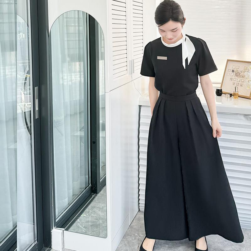 新款春夏美容师工作服高端spa养生会所美容院套装美容师前台工服