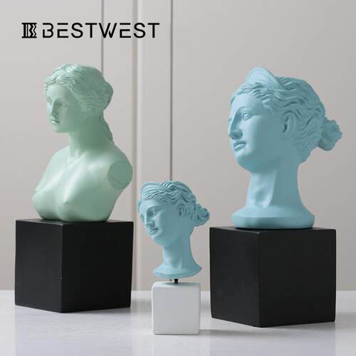 Bestwest北欧维纳斯圣母半身像人物雕塑树脂素描雕像工艺品摆件