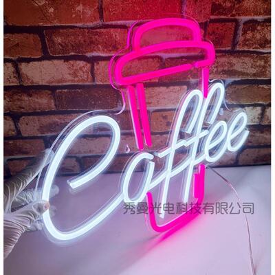 透明亚克力霓虹灯牌 COFFEE NEON SIGNS 亚马逊电商霓虹广告牌