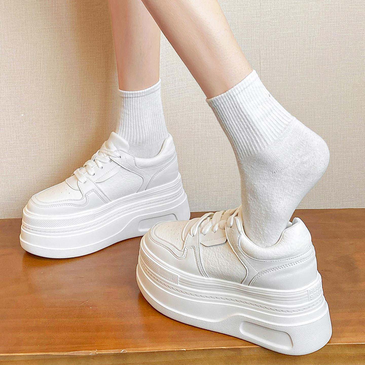 香港真皮版11cm小个子内增高小白鞋女板鞋厚底休闲百搭松糕鞋2025