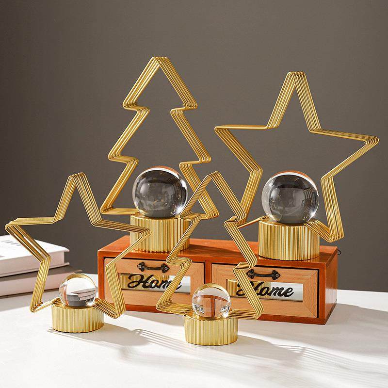 客厅电视柜摆件轻奢高档2025新款创意铁艺圣诞树水晶球客厅电视柜,家居饰品,落地摆件,淘宝优惠券,粉丝福利购,淘宝优惠卷