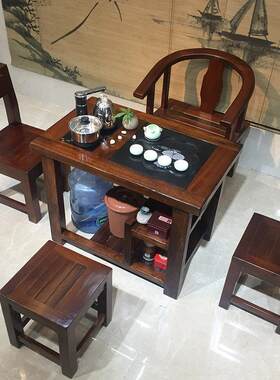 阳台茶桌椅组合实木小型泡茶桌家用小茶台1米2功夫茶几简约网红