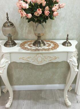 欧玄关桌式子玄关时F95SJ5J8尚靠墙桌子圆玄关台装饰桌简约门柜厅