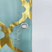 轻奢简约烫金鱼鳞纹蓝底印花涤纶春亚纺浴室浴帘防水防霉批发