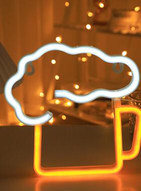 啤酒杯造型灯 新奇特扎啤AHX杯灯外观霓虹 酒吧派饰家对庭布置装