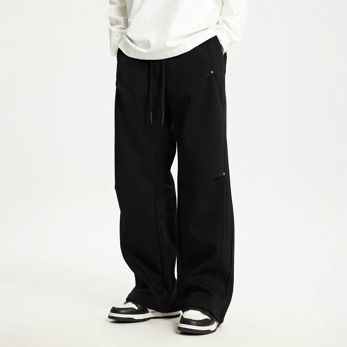 PKL 夏季休闲 裤男卫裤宽松直筒大尺码运动裤美式潮牌阔腿拼接长