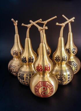 黄铜百福葫芦招财纳福葫芦麒麟葫芦办公室桌面玄关工艺铜摆件