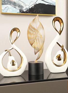 创意风生水起摆件客厅酒柜书柜玄关电视柜装饰高级陶瓷简约轻奢风