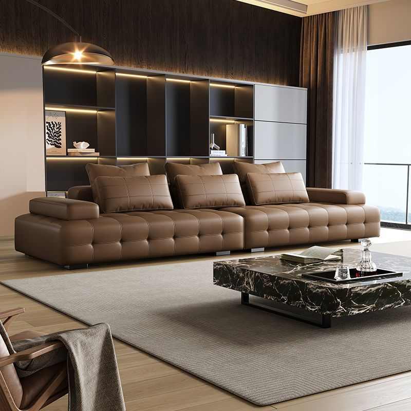 意式极简沙发现代简约别墅客厅大户型直排劳伦斯皮沙发