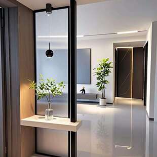 简约现代玻璃客厅屏风隔断入户正对门玄关柜门对床遮挡卫生间装饰