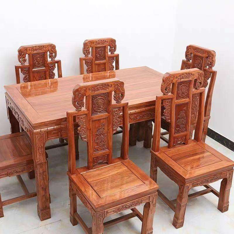 鼎悦北方老榆木明清古典家用长条中式餐桌新中式餐厅家具家庭豪华