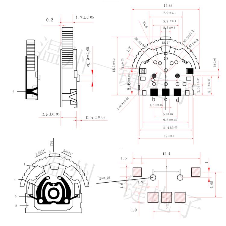 FT-009 LY-K3-01优质 三脚 大头拨轮多功能开关 MP3/MP4换曲按键