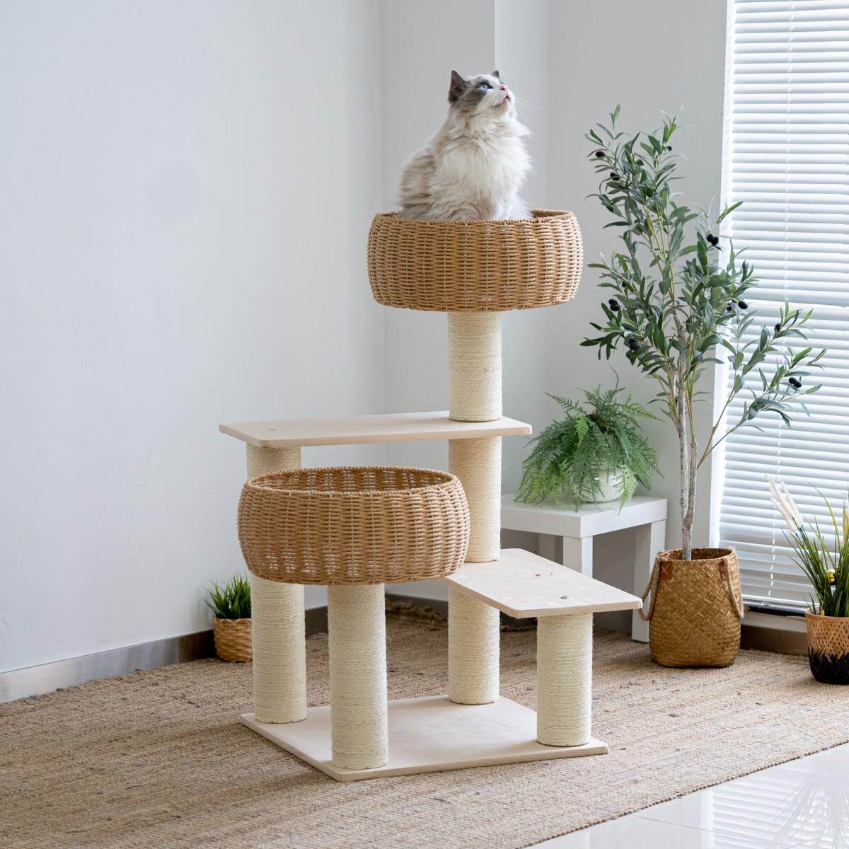 大号！猫窝猫树猫爬架一体藤编窝编织窝布偶缅因大型猫攀爬架猫架