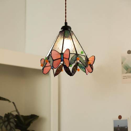 法式复古雾蓝蝴蝶餐厅灯饭创意飘吧台玄吊关艺术厅餐桌灯具窗ca97