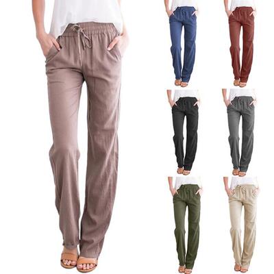 Womens Loose Trousers Casual Solid Color Wideleg Trousers