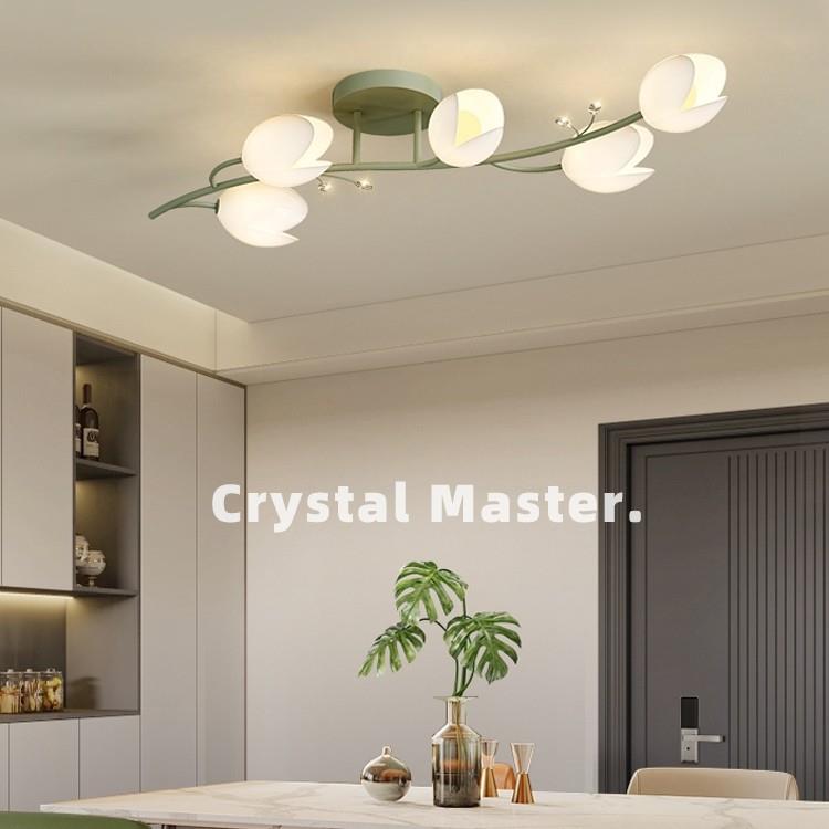 餐厅灯现代简约长条饭厅吊灯奶油风创意水晶吧台灯走廊过道吸顶灯