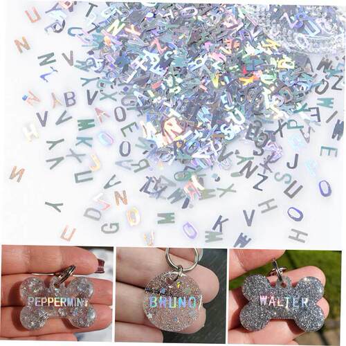 Holographic Glitter English Alphabet Flakes For Epoxy Resin