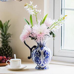 收获小屋青花瓷陶瓷客厅餐桌摆件覆古插花瓶桌面装饰水壶瓶插鲜花