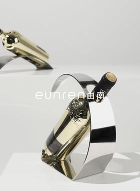 现代不锈钢红酒架创意葡萄酒瓶架子吧台家居摆件样板房间软装饰品