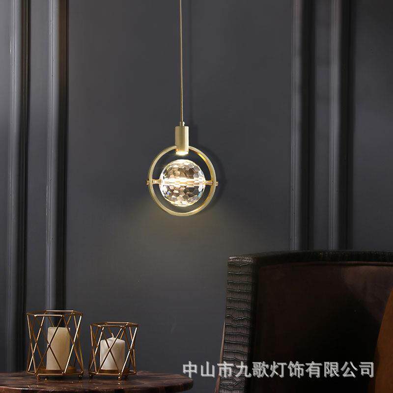 北欧后现代水晶吊灯样板间设计师床头小吊灯吧台橱窗个性网红灯具