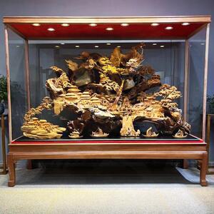 大型金丝楠木雕摆件客厅装饰八骏马崖柏山水花鸟动物根雕开业礼品