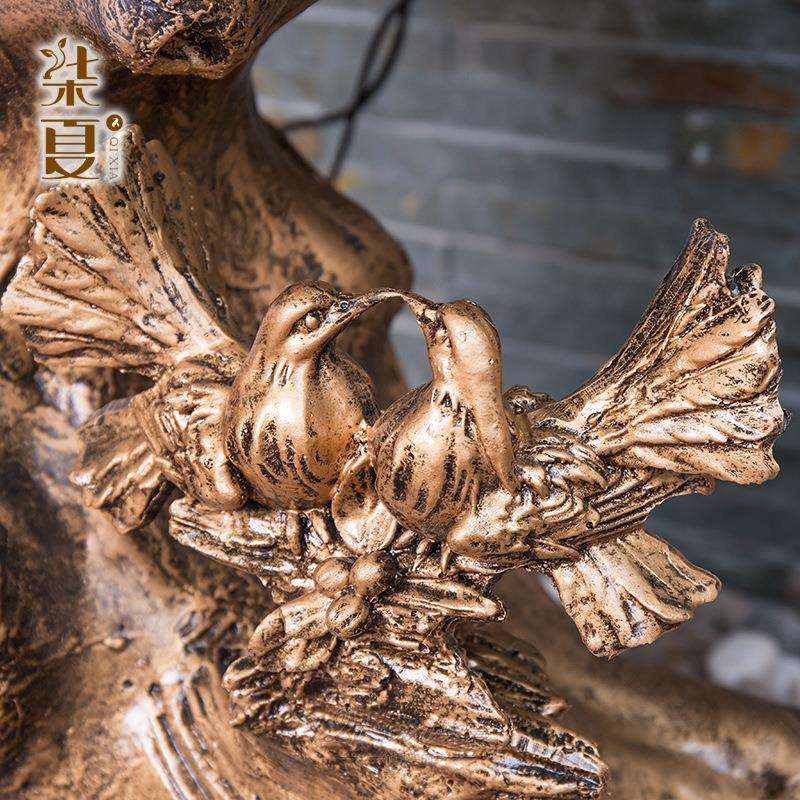 厂家中式底座罗马柱客厅复古装饰摆件仿树根仿石头树脂工艺品
