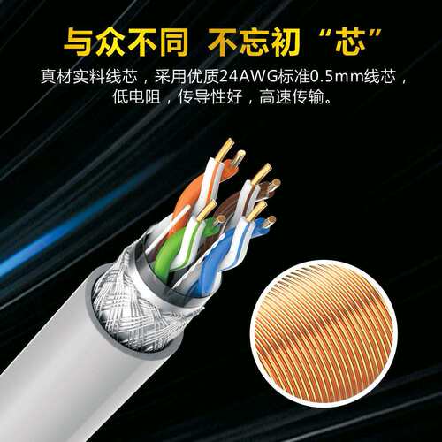 室内超五类双屏蔽双绞网线0.5监控工程SFTP双8芯千兆网络线