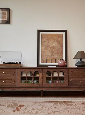 北美黑木实电视桃柜小户型法木式复古客胡厅收纳储251251物中古风