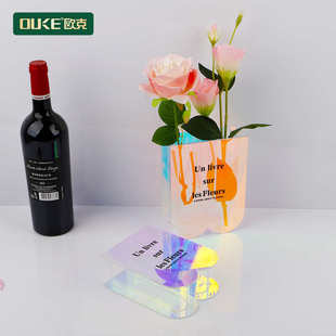 深圳欧克源头工厂定制新款 客厅办公炫彩插花瓶 亚克力炫彩花瓶