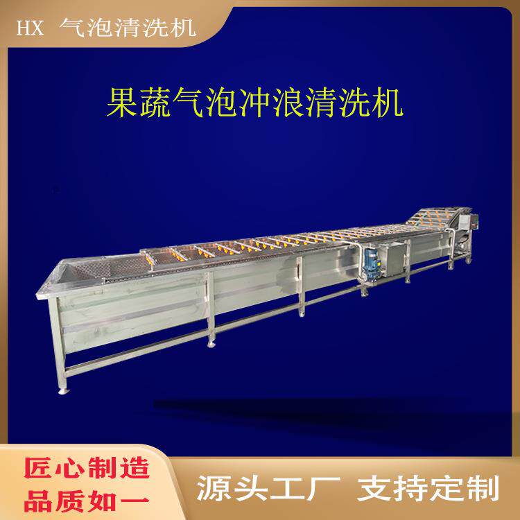 全自动果蔬清洗机洗菜机大型商用气泡水果蔬菜去农残流水线一体机
