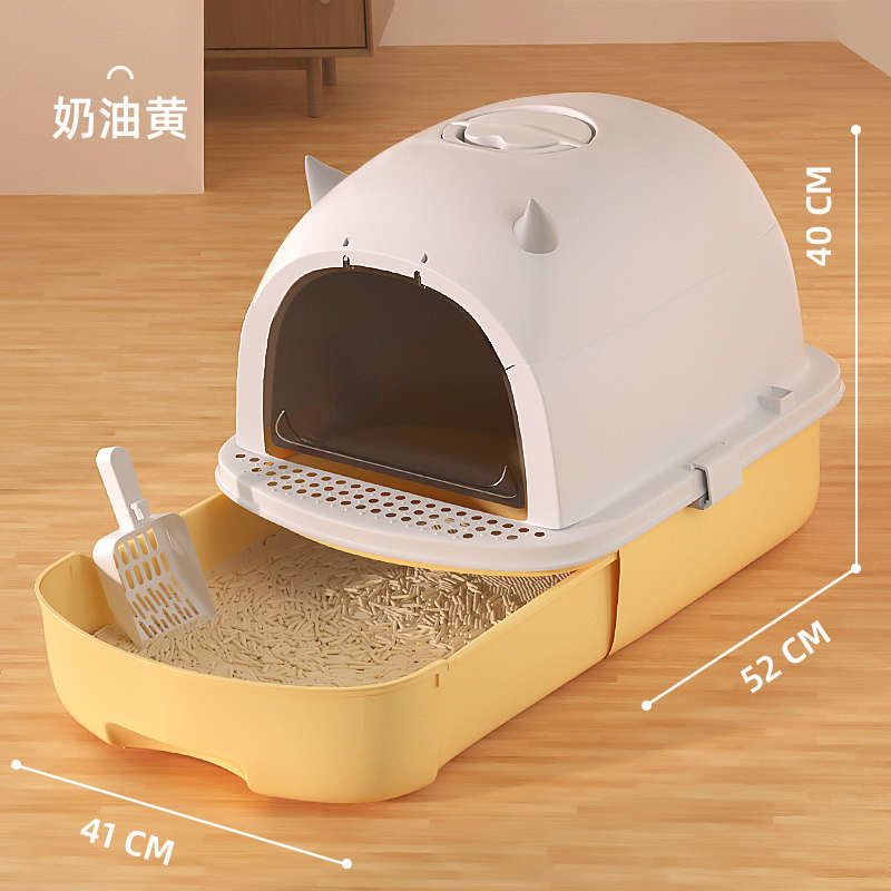 猫砂盆全半封闭式超大号抽屉开放防外溅隔臭沙盆子厕所幼猫咪用品