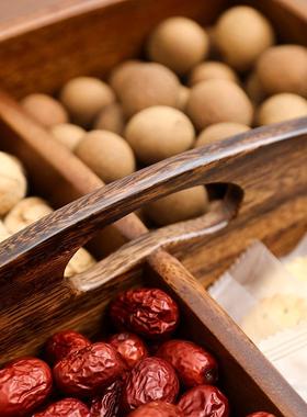 厂家直销南美果胡桃木提RTE果盘便携干果盒手家用简约四方盘