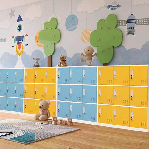 钢制收纳柜矮柜加宽收纳柜铁皮柜定制幼儿园更衣柜学生教室书包柜