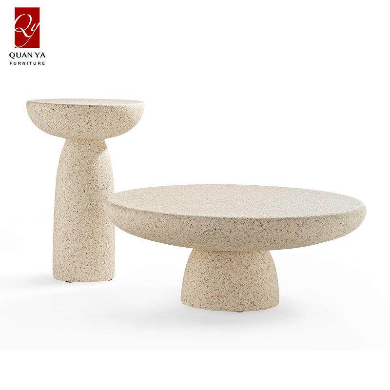 北欧玻璃钢客厅茶几现代简约户外仿石圆茶几创意沙发边几咖啡桌子