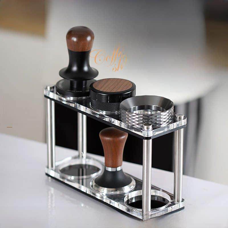 亚克力双层浓缩咖啡器具储物架51/53/58mm粉末压机粉末分配器储物