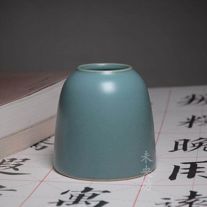 正品文台房小水盂丞陶瓷笔水洗书法画水滴 砚磨墨调盘加水国景德